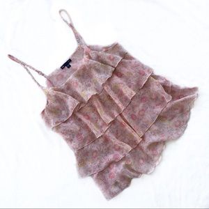 GAP pink coral tiered floral tank top size small